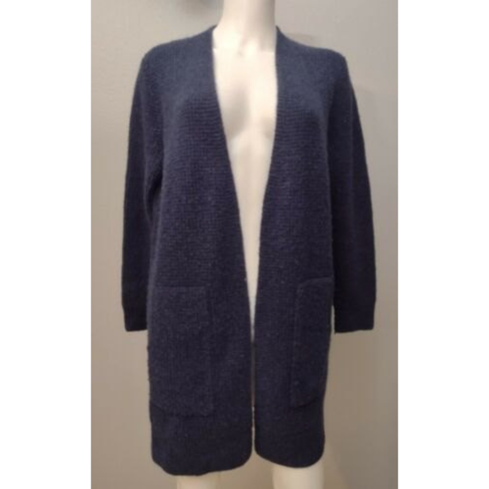 Madewell Womens Waffle Knit Cardigan Sweater Duster Medium Navy Wool Alpaca A4